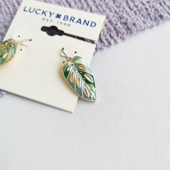 Lucky Brand Leaf Earrings Boho Chic Trendy Women's Jewelry Gift Accessories - Picture 3 of 3